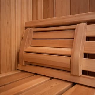Cedar sauna bench and backrest detail