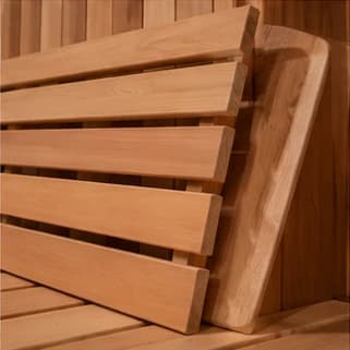 Cedar sauna backrest craftsmanship detail